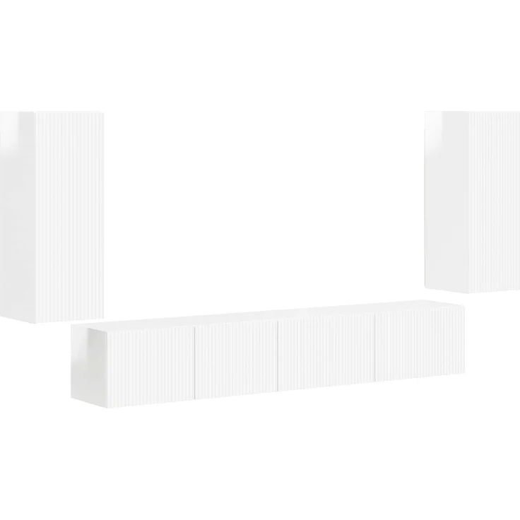 vidaXL TV-Schrankset 4 pcs Hochglanz Weiß Holzwerkstoff 3409163 – Bild 2