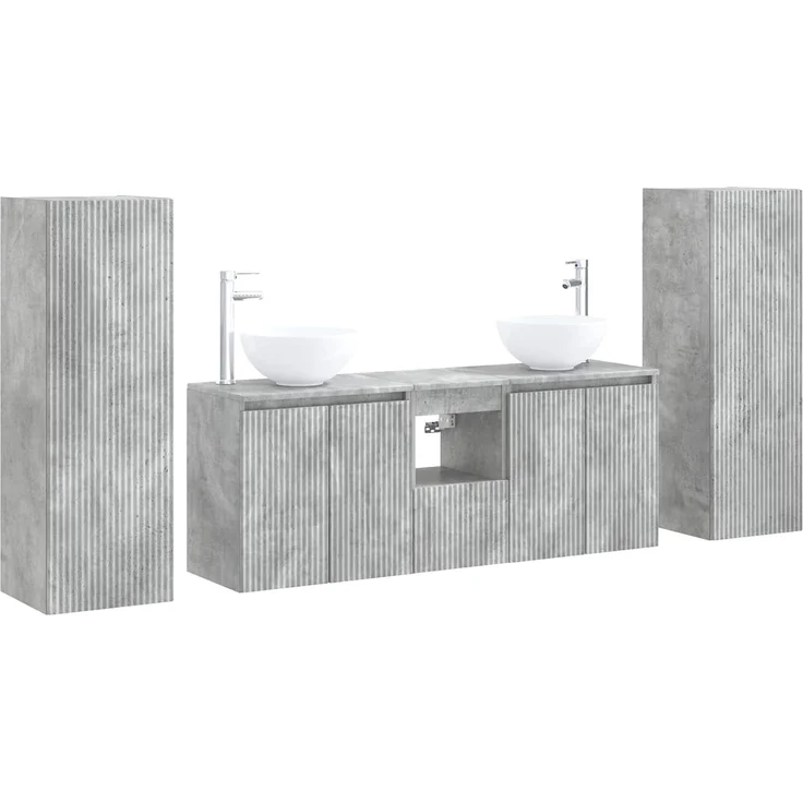 vidaXL Badezimmerschrank-Set 5 stk. Betongrau 129 x 35 x 80 cm 3405986 – Bild 2