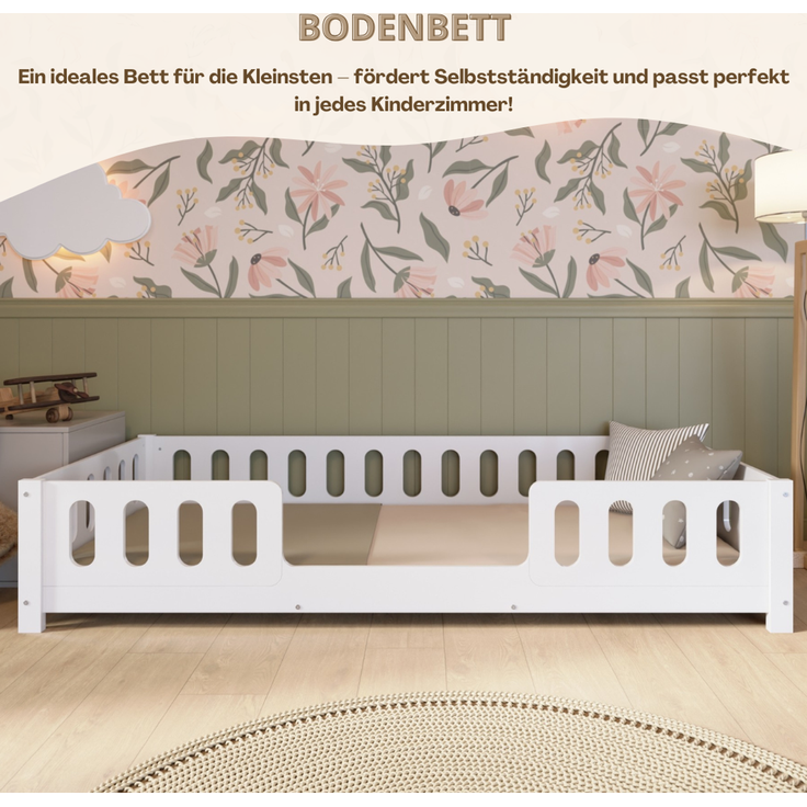Crazy Pine 'Crazy Ethan' Kinderbett mit Rausfallschutz, Holz weiß, 100x200 cm, Mitte – Bild 7