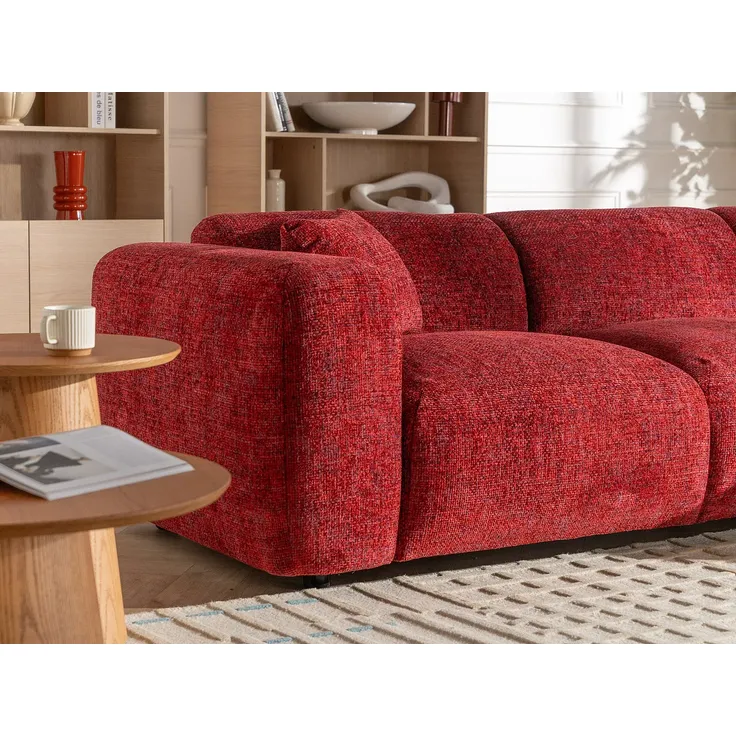 Vente-unique - POGNI Sofa StoffStoff Rot - B 165 cm x H 73 cm x L 280 cm – Bild 4
