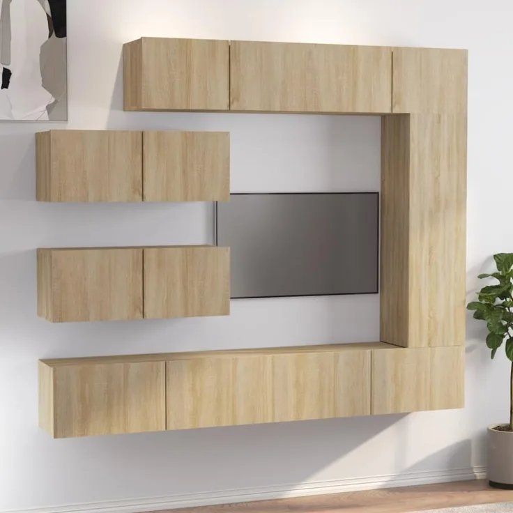 vidaXL 7-tlg. TV-Schrank-Set Sonoma-Eiche Holzwerkstoff 3114560