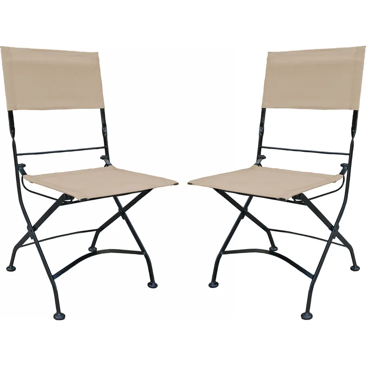 Gartenstuhl 2er Set LEO - Polyester, Schwarz | Klappstuhl Wetterfest Gartenstühle Outdoor Balkonstühle