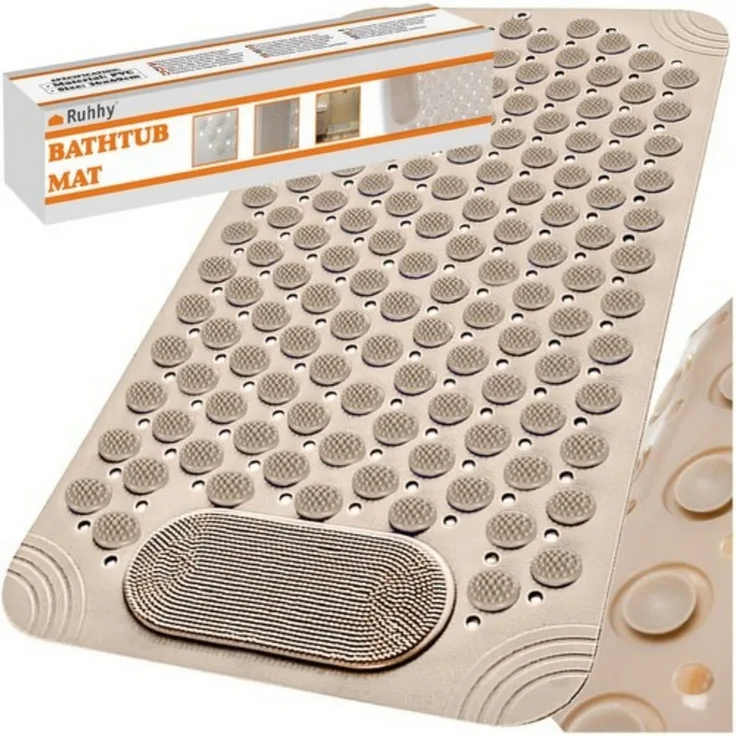 Ruhhy Badematte Rutschfeste Anti-Schimmel-Badematte für Dusche und Badewanne, Rutschfeste Saugnäpfe, Massage-Noppen, Drainage-Löcher, Aufhängeloch, Rutschhemmend, hygienisch, wasserbeständig, leicht zu reinigen, langlebig, Hochwertiges, wasserfestes un...