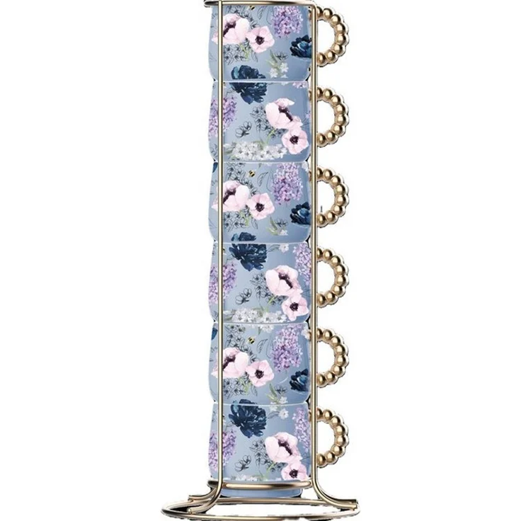 BIALETTI Espressotasse Mokkatasse Set 6 Tassen mit Ständer Bridgerton BRID003 – Bild 4