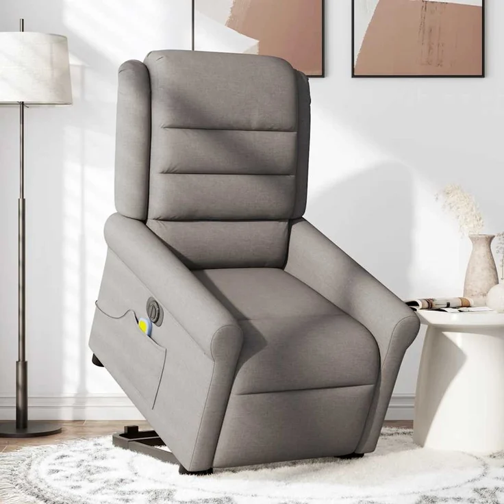 vidaXL Elektrischer Massagesessel mit Aufstehhilfe Taupe Stoff 3303351 – Bild 3