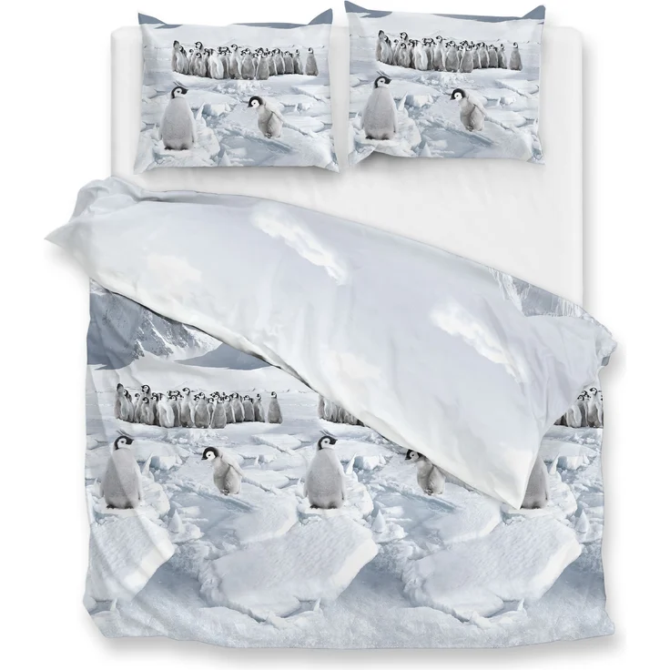 Zo! Home Flanell Bettwäsche 135x200 cm Pinguini blue Pinguin Eis Schnee Arktis – Bild 2