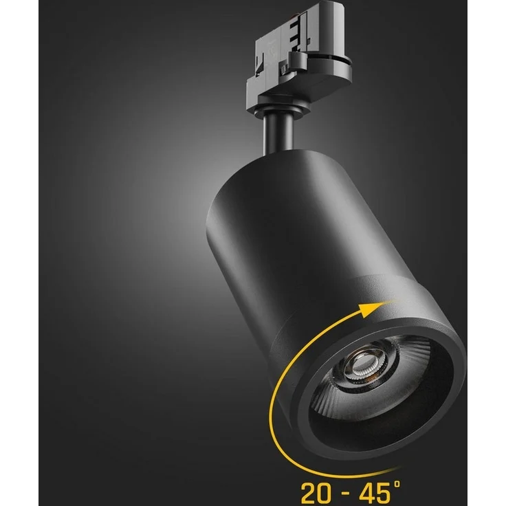 spectrum LED Schienensystem-Leuchten LED 3-Phasen Stromschienenstrahler 20W 2225lm 20-45° 3000-6000K CCT, 13.6 cm, verstellbar 20-45°, schwenkbar – Bild 3