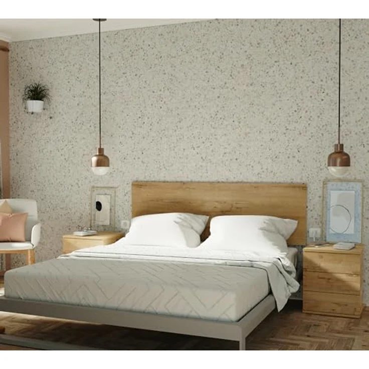 Muebles Pitarch | Nachttisch 3 Schubladen mit Metallführungen, Gold Eiche, 48,5 x 41 x 40 cm (Höhe x Breite x Tiefe), Kleine Kommode, Modern, Modell Dana – Bild 3