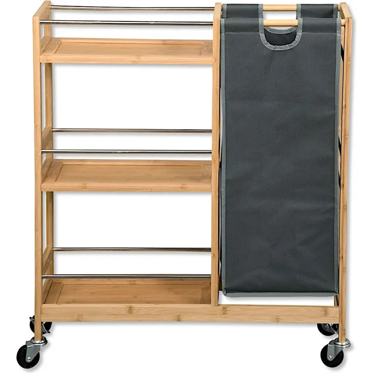 KESPER 24857-13 Nischenwagen mit Flaschensammler aus FSC-zertifiziertem Bambus / Rollregal