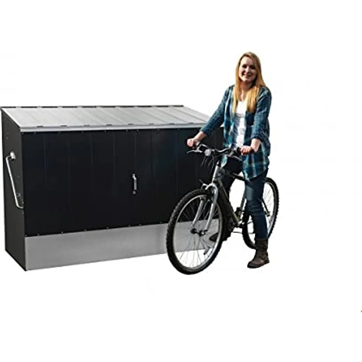 tepro Trimetals Metallgerätehaus Fahrradbox mit klappbarer Einfahrtsrampe für bis zu 3 Fahrrädern, anthrazit – Bild 4