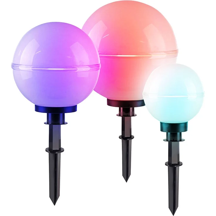 3er Set RGB LED Kugelleuchten, schwarz, weiß, D 20-30-40 cm – Bild 1