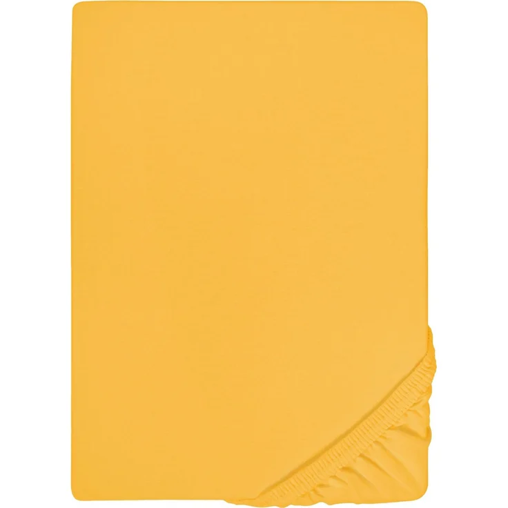 biberna Feinjersey-Spannbetttuch, 100 % Baumwolle, honig, 1x 180x200 cm - 200x200 cm – Bild 5