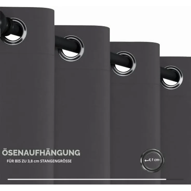 Deconovo Verdunklungsgardinen Extra Breite Vorhänge mit Ösen Dunkelgrau | 1 Stück, H242 x B254 cm, Thermo Vorhänge gegen Hitze, Gardinen für Wohnzimmer und Schlafzimmer, Sichtschutz, Blackout Curtain – Bild 7
