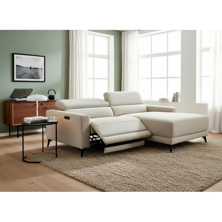 OTTO home Ecksofa LEWII, L-Form, 213 cm - elektr. Relaxfunktion, mit USB A/C-Anschluss. Federkern, verstellbaren Kopfstützen, Webstoff – Bild 5