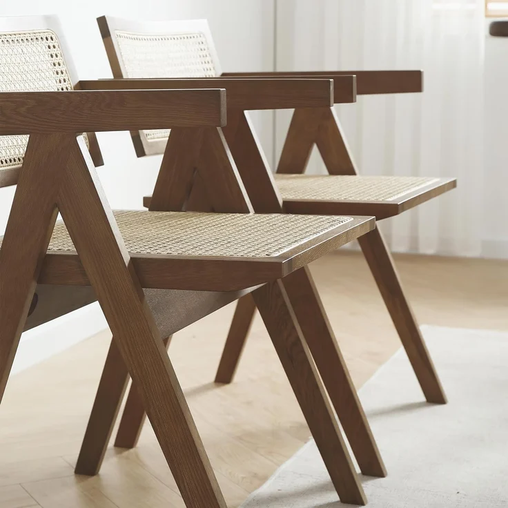 LIM HOME Esszimmerstuhl SW020/SW021 (Packung, 2 St), Eichenholzrahmen mit Sitzfläche aus Rattan, Montage erforderlich – Bild 4