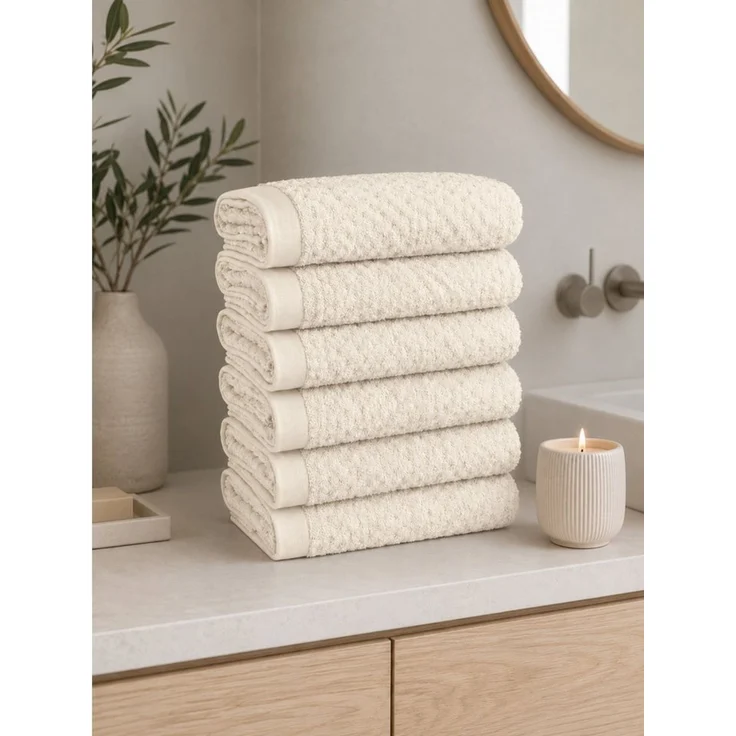 OTTO home Handtücher Corrin, 6 Premium Handtücher, 500 gr/m², 50x100 cm, Frottier (6-St), 100% Baumwolle, mit Struktur, weich, uni, 5 Jahre Garantie – Bild 2
