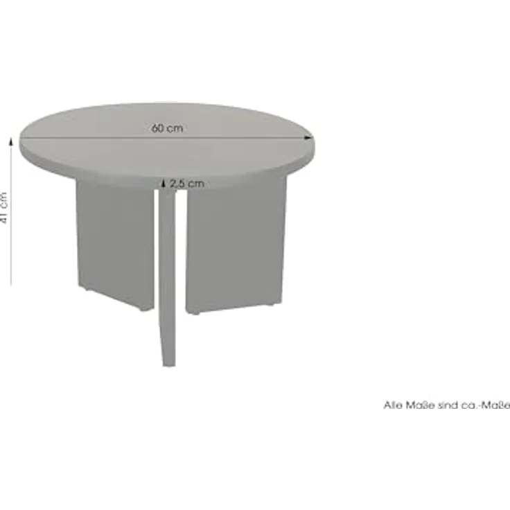 MID.YOU Couchtisch, rund, Schwarz, aus massivem Akazienholz, 60x41x60 cm, einfacher Aufbau – Bild 3