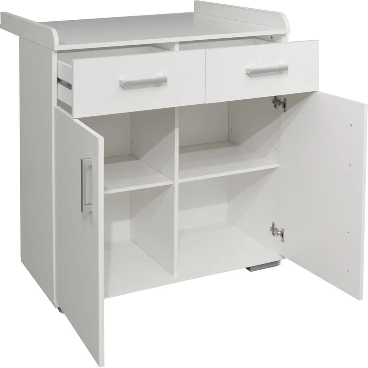 Kinderzimmer Set Sienna, 7-teilig mit mitwachsendem Babybett 70x140 cm, Wickelkommode und Kleiderschrank, Holzwerkstoff, Weiß Matt / Asteiche – Bild 7