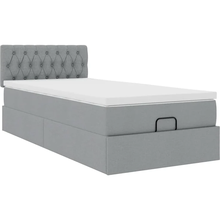 vidaXL Ottoman-Bett mit Matratze Hellgrau 80x200 cm Stoff 3311497 – Bild 4