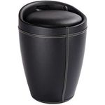 WENKO CANDY Badhocker, Schwarz in Lederoptik, mit abnehmbarem Wäschesack