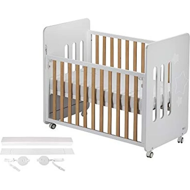 Interbaby CUNA15CK Star Nature - Babybett Co-Schlafbett mit Matratze, weiß, 20.3 kg – Bild 6