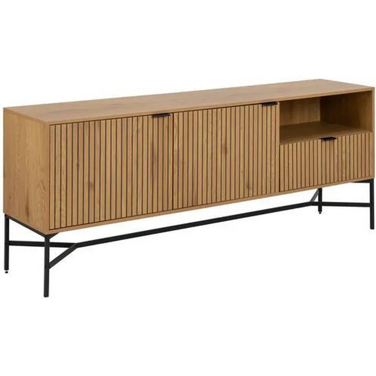 Livetastic Sideboard Eiche, Metall, 3 Fächer, 1 Schublade, 180x70x40 cm, Wohnzimmermöbel, Kommode