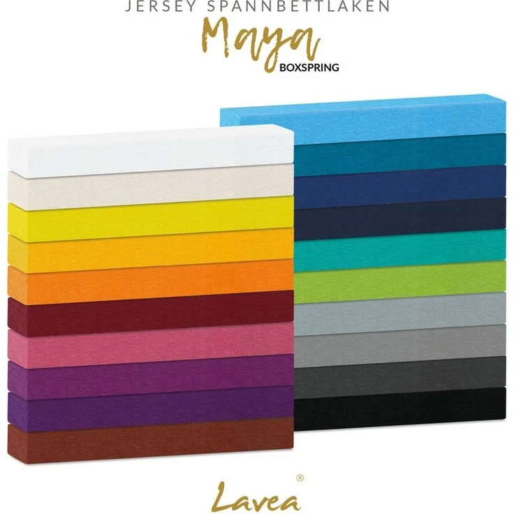 Lavea Spannbettlaken Bettlaken Maya, 180x200cm, 200x200cm, 140x200cm, 160x200cm, 100% Baumwolle Jersey, Gummizug: rundum, (2 Stück), für Matratzen, Topper, Boxspring- und Wasserbetten, weich, langlebig – Bild 2