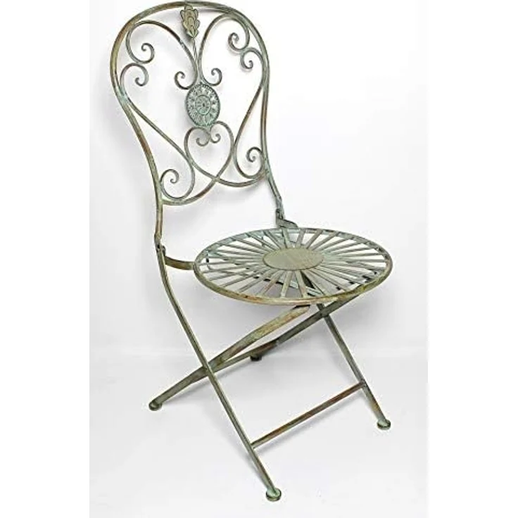Metall Klappstuhl "Pfauenauge" im Antik Design, Gartenstuhl, Balkonstuhl – Bild 2