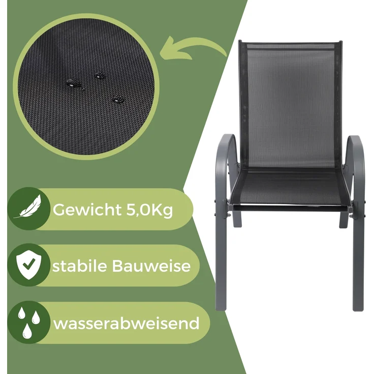 Albatros Gartenstühle 4er Set Kuba – Gartenstühle Stapelbar mit robustem Metallgestell und hoher Belastbarkeit – bequeme Stapelstühle auch als Terrassenstühle oder Balkonstühle – Bild 3