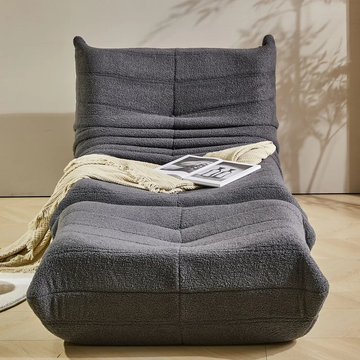 Loungesofa aus Teddy-Vlies mit hochdichter Schaumstoff-Polsterung, ergonomisch, 105x90x72 cm, Grau – Bild 3
