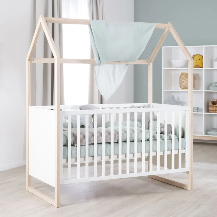 roba Kinderzimmerset Noah - Babyzimmer Set mit Babybett 70 x 140 cm und Wickelkommode - Holz in Weiß & Cashmere - Modernes 2-teiliges Set – Bild 9
