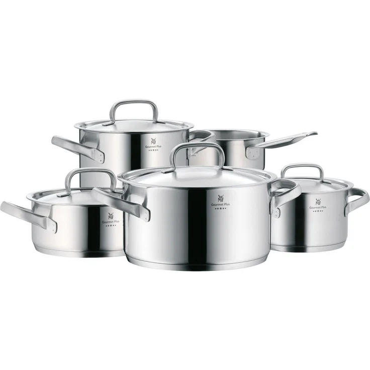 WMF Gourmet Plus Topfset Induktion 5-teilig, Kochtopf Set mit Metalldeckel, Cromargan Edelstahl mattiert, Induktions Töpfe Set unbeschichtet, Innenskalierung – Bild 2