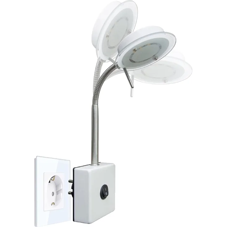 TRANGO LED Steckdosenleuchte, 2604 LED Steckerleuchte, Wandleuchte, Leselampe, Küchenlampe, Nachtlicht in Weiß matt inkl. 5 Watt LED Modul warmweiß 3000K Leuchtmittel, Wandlampe, Küchenlampe