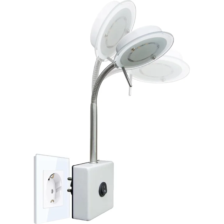 TRANGO LED Steckdosenleuchte, 2604 LED Steckerleuchte, Wandleuchte, Leselampe, Küchenlampe, Nachtlicht in Weiß matt inkl. 5 Watt LED Modul warmweiß 3000K Leuchtmittel, Wandlampe, Küchenlampe – Bild 1