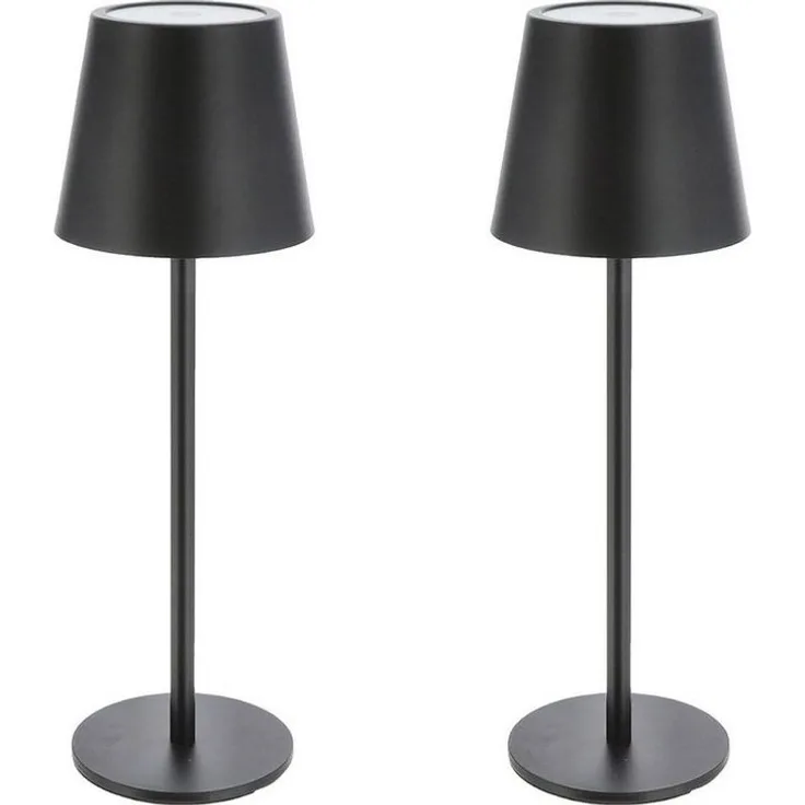 HAC24 LED Nachttischlampe 2x LED Metall Akku Tischleuchte Schwarz Schreibtischlampe Tischlampe, LED fest integriert, Warmweiß, Kaltweiß, Neutralweiß, Höhe 26 cm mit Touchfunktion 3 Weisstöne Aufladbar Dimmbar