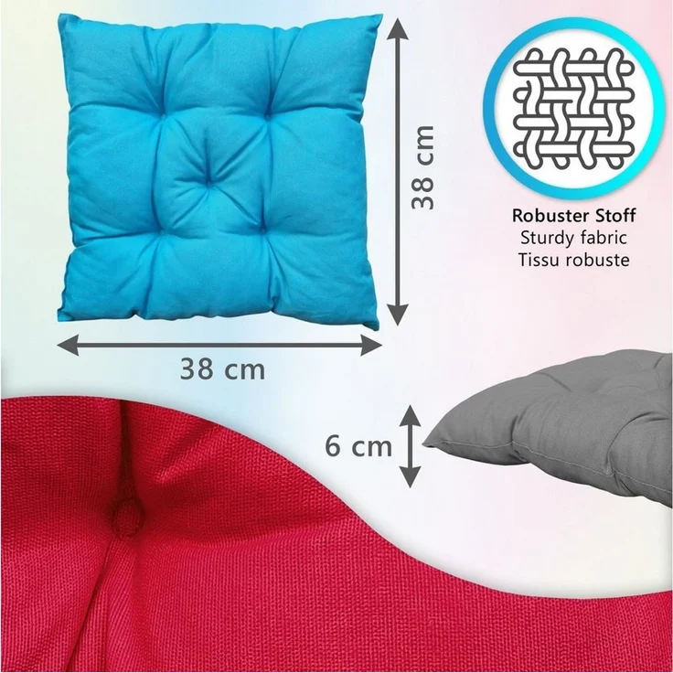 NYVI Stuhlkissen Sitzkissen Genua 4er Set - Dekokissen Sitzauflage für Indoor & Outdoor, Komfortabel & Robust, Gartenstuhlauflagen für 40x40 cm große Stühle – Bild 2