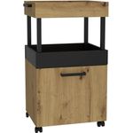 FORTE Home Bar Barschrank mit Rollen, Holzwerkstoff, Braun/Schwarz, 50,2 x 88,5 x 41 cm