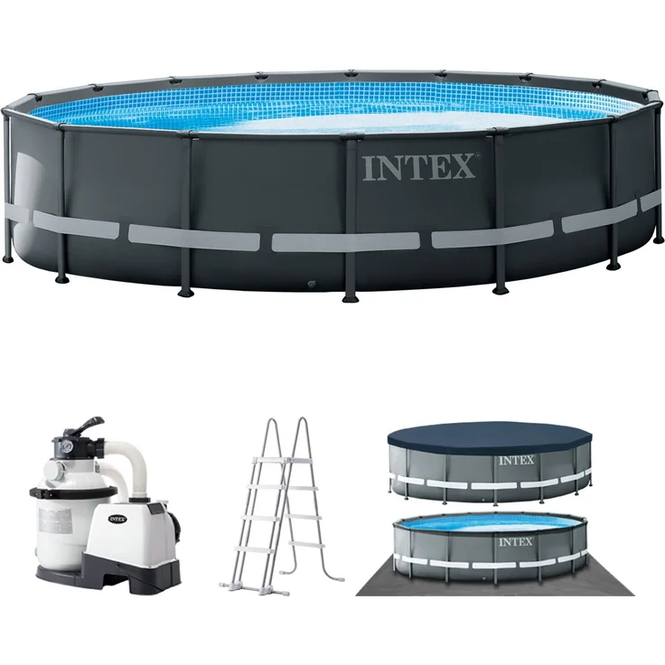 Intex 'Frame Swimming Pool Set Ultra Rondo XTR', anthrazit, Ø 488x122 cm, inkl. Sandfilteranlage – Bild 3