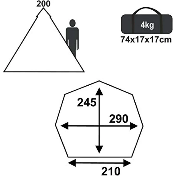 your GEAR Zelt Lido - Tipi-Zelt für 3 oder 4 Personen, Campingzelt mit eingenähtem Boden, Insektenschutz und Stehhöhe, Pyramidenzelt mit UV 50+ Sonnenschutz, Festivalzelt mit 5000 mm Wassersäule, Blau & Grau – Bild 2