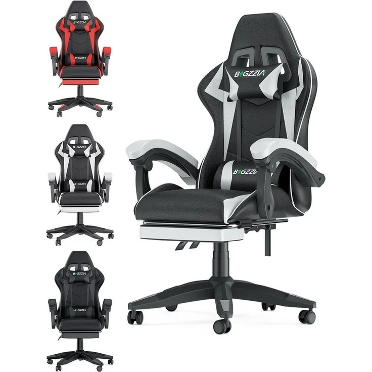 BIGZZIA Bürostuhl Gaming Stuhl mit Fußstütze - Gamer Stühle Ergonomisch mit Lendenkissen, Kopfstütze Gaming Chair Höhenverstellbar Computerstuhl – Bild 5