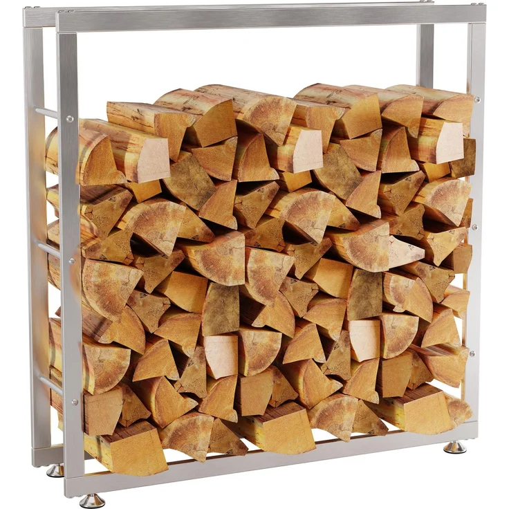 DELUKE® Kaminholzregal innen Metall SATLO - für Feuerholz Brennholzregal innen Kaminholzständer Kaminholzhalter Feuerholzregal InnenEdelstahl, 25x100x100cm