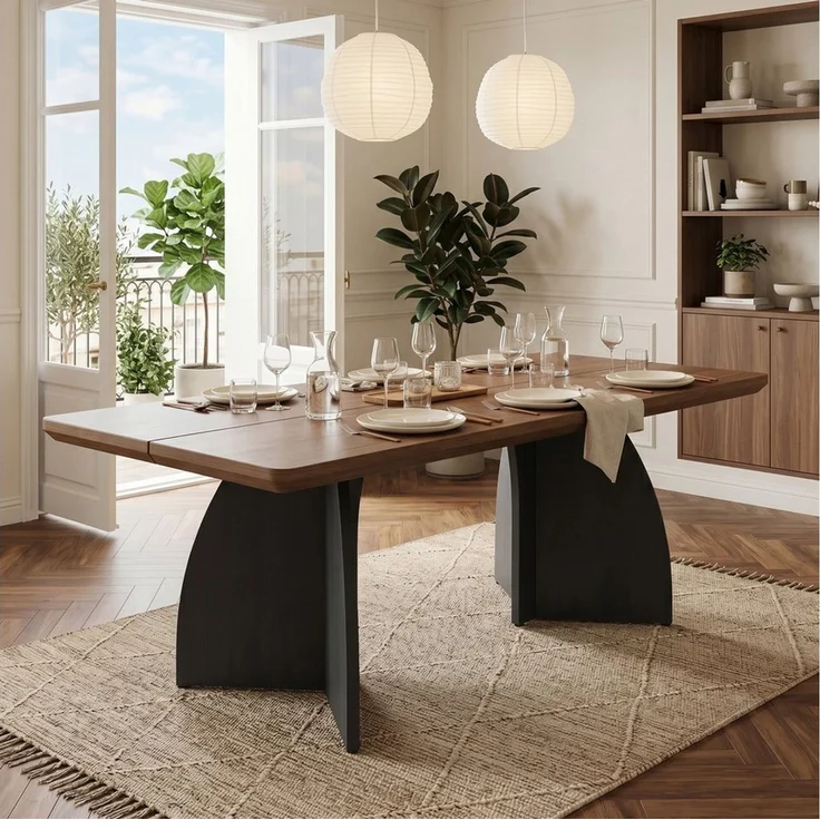 Flieks Esstisch 4 cm dicke Tischplatte in Holzoptik Walnussfarbe (160x80x76 cm, 1-St, 1 Tisch), rechteckiger Küchentisch Schreibtisch Bürotisch aus MDF – Bild 2