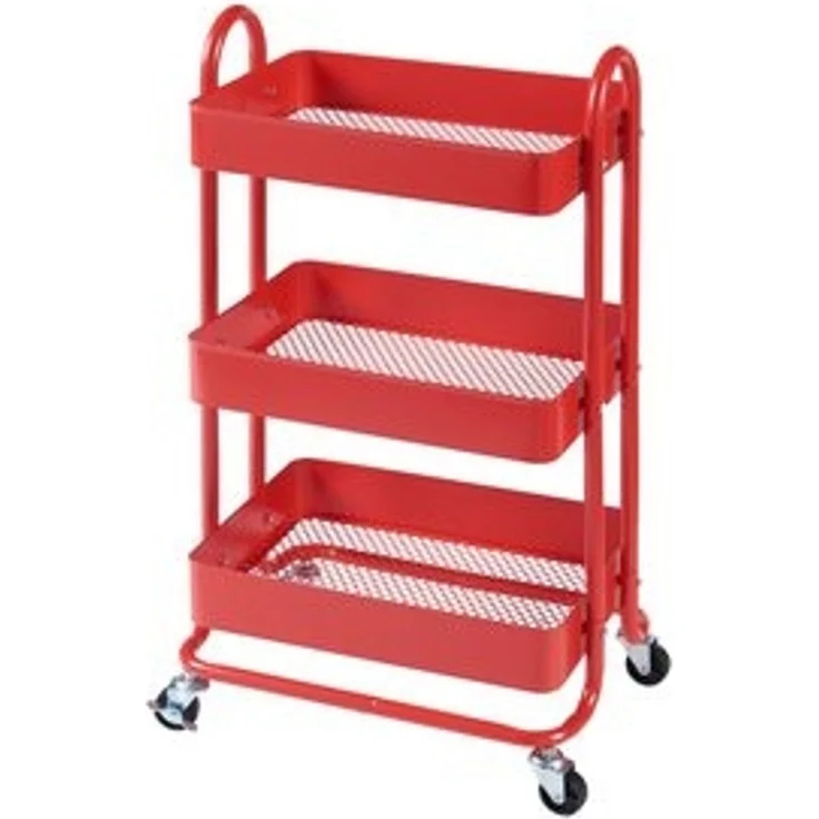 en.casa Küchenrollwagen Pyhäntä mit 4 Ebenen Rot, 103,5 x 46 x 35 cm – Bild 6