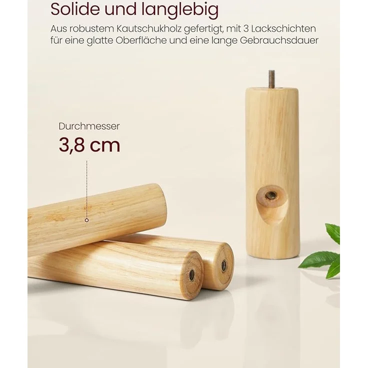VASAGLE Garderobenständer, Kleiderständer Massivholz, Jackenständer Baumform, 8 Haken für Jacken, Hüte, für Flur, Haken und Haltestange aus Kautschukholz, pastellrosa – Bild 3