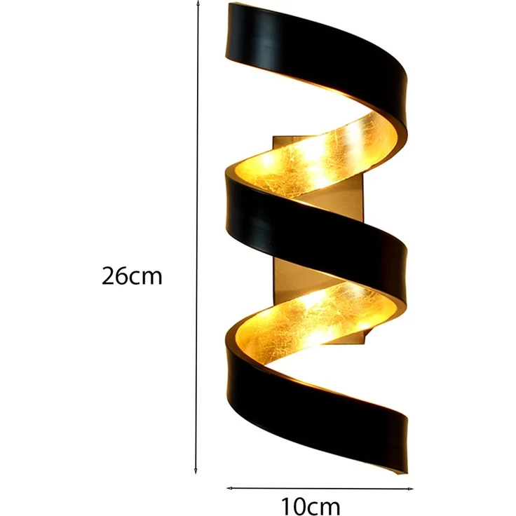 Ausgefallene LED Wandleuchte HELIX Schwarz / Gold, Höhe 26cm – Bild 4
