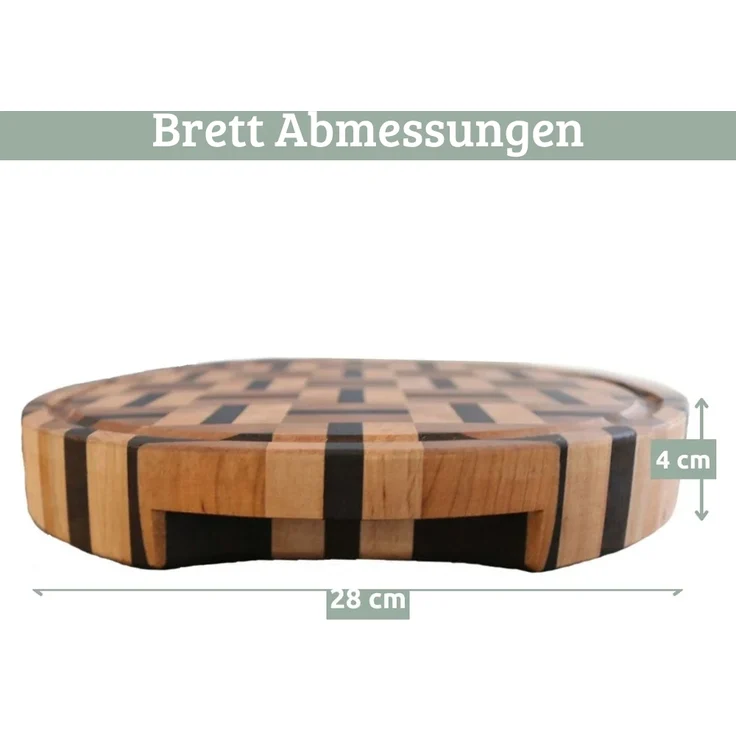 DELUKE® Schneidebrett Holz groß OELI [KLINGENSCHONEND] - 28cm ⌀ Birkenholz Brett | Holzbrett Küchenbrett Servierbrett rund – Bild 2