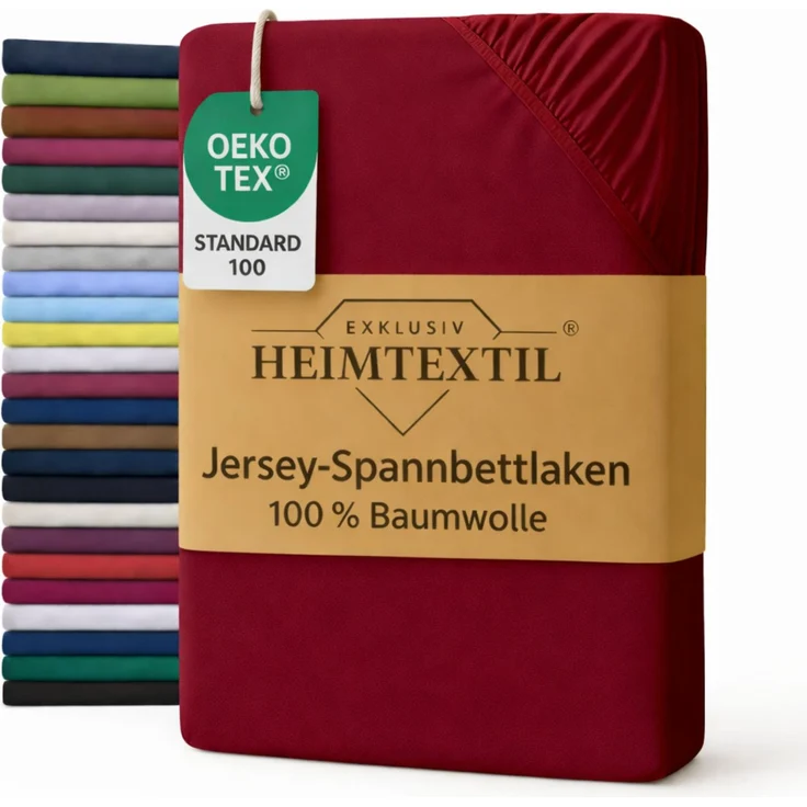 EXKLUSIV HEIMTEXTIL Jersey Spannbettlaken Premium 70 x 140 cm Bordeaux 100% Baumwolle Öko - Tex Zertifiziert Bed-Sheet Bettlaken Spannbetttuch Topper Leinentuch – Bild 1