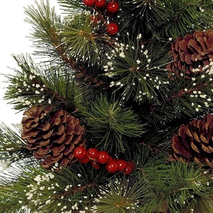 Kaemingk Künstlicher Weihnachtsbaum, Tannenbaum künstlich mit Beeren und Zapfen im Jutesack 60cm - Grün – Bild 4