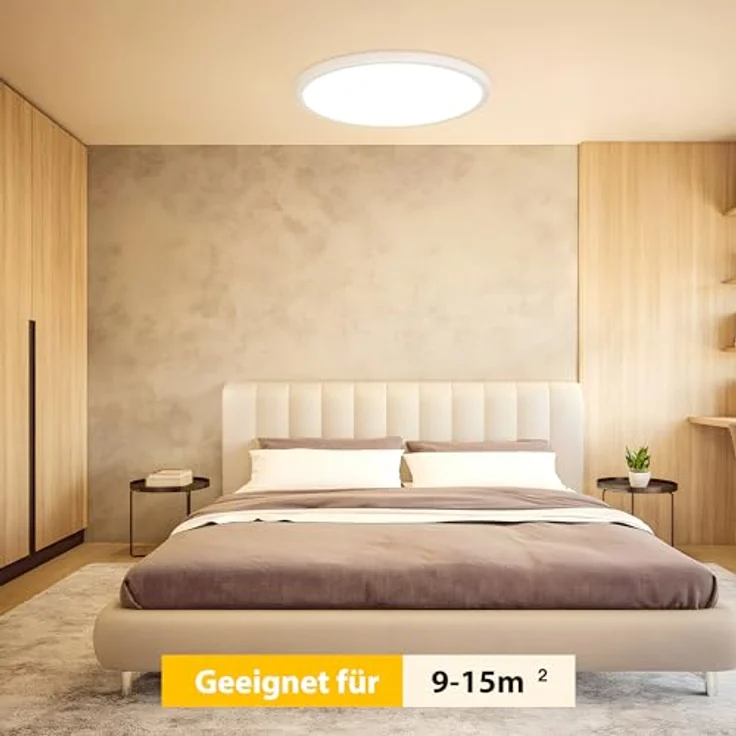 OUILA LED Deckenleuchte Flach Rund - Ø22CM Deckenlampe LED 18W 1600LM 3000K Warmweiß IP44 Wasserdicht Badezimmer Lampe, Badlampe Decke für Bad Küche Flur Schlafzimmer Keller – Bild 7