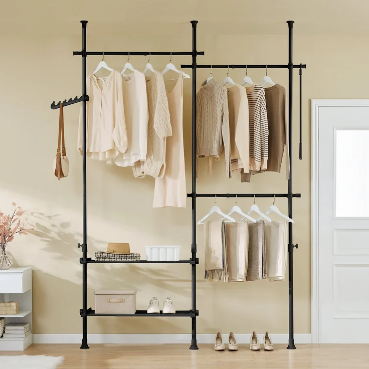 SoBuy FRG34-II-SCH Garderobenständer, Metall, Pulverbeschichtung, Schwarz, 113 x 295 x 42 cm – Bild 2